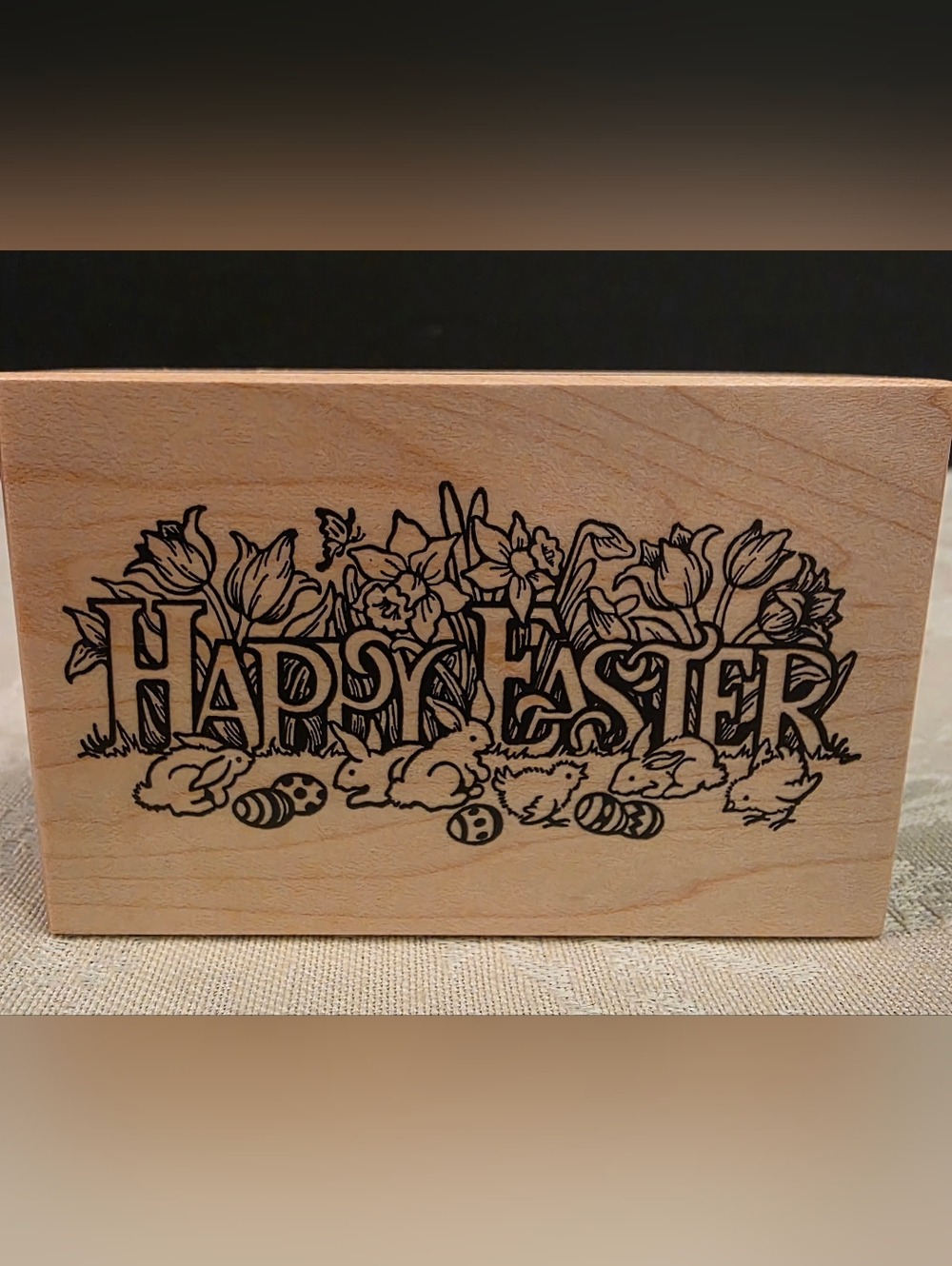Happy Easter Vintage Wood Mounted Rubber Stamp PSX Designs Model G-830